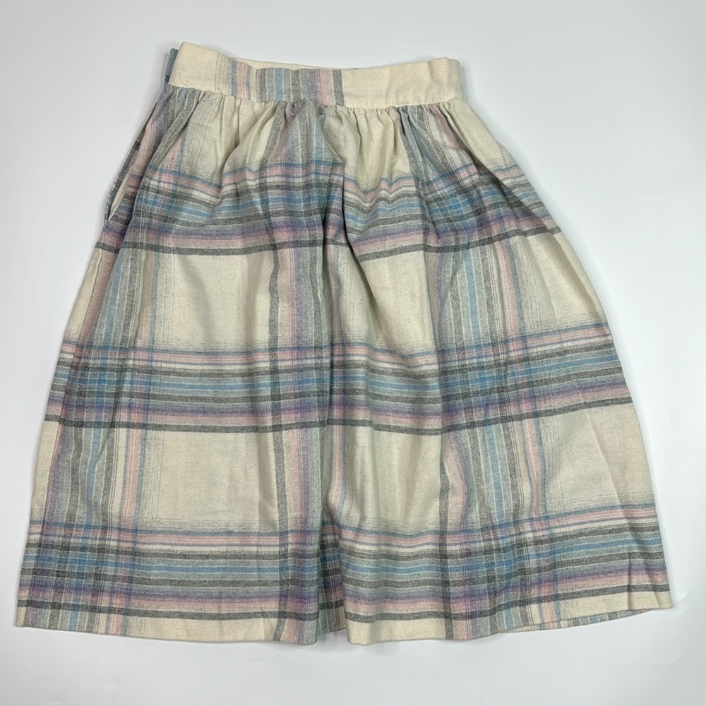 Vintage Marilyn Togs Wool A-line Blue Plaid Skirt Size 11 Waist 26" - Picture 4 of 10